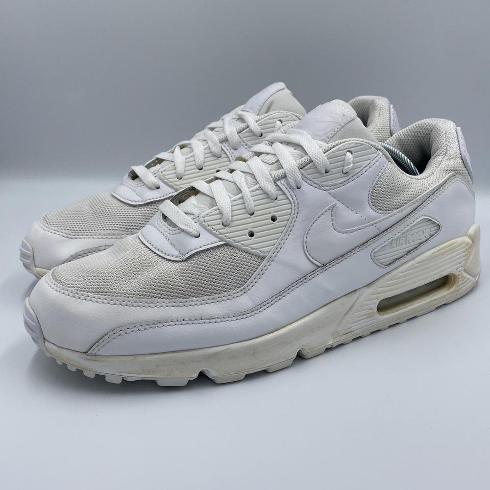 Nike Air Max 90 Triple White Men's Size 13 White Wolf Grey Shoes CN8490-100